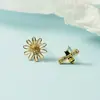 Lindos y Juguetones Pendientes Pequeños de Esmalte con Forma de Abejita Adornados con Pedrería Estilo Coreano Super Adorables para Mujer con Elementos de Flor de Margarita e Insectos