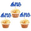 Azul velero tarjeta de inserción para pastel tema de navegación fiesta de cumpleaños de un año para bebé decoración enchufe para pastel