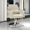 Silla giratoria con reposabrazos elevable de acero inoxidable para barbería, silla reclinable para estilismo y corte de cabello para salón de peluquería