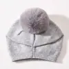 Otoño e Invierno Nuevo Gorro de Punto con Bola de Pelo Hecha a Mano Mezcla de Cachemira Cálido Gorro de Lana Estilo Bola de Pelo Desmontable Venta Directa de Fábrica