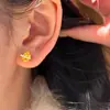Pendientes Populares de Nicho Xiaohongshu de Gota de Agua con Diamantes Amarillos de Exquisito Diseño de Alta Gama, Anillo Versátil para Dedo Índice de Mujer, Disponible para Dropshipping