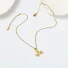 Europeo y Americano Transfronterizo Más Vendido Serie Marina Chapado en Cobre Oro de 18K Zirconia Colgante Acero de Titanio Collar para Mujer Nicho Elegante Versátil