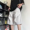 Pantalones Cortos de Color Sólido de Secado Rápido para Hombre Verano Delgados Plisados Deportivos Marca Americana de Moda Sueltos Frescos Casuales Pantalones de Cinco Puntos