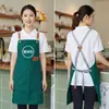 Delantal de Lona con Impresión de Logo Personalizado para Catering, Cafetería, Tienda de Té con Leche, Delantal de Cocina, Ropa de Trabajo Impermeable para Mujeres