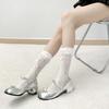 Calcetines de Encaje con Lazo Lolita Blancos Encaje Puro Calcetines Cortos Calados Mary Jane Jk Japoneses Calcetines de Media Caña Mujer