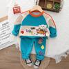 Terno de manga comprida para meninos Roupas de outono para meninos e roupas de bebê Primavera e outono Estilo ocidental Swedie infantil Roupas infantis Conjunto infantil de duas peças