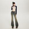 YC & Lavado Vintage Nostálgico Spice Girls Pantalones Acampanados de Cintura Baja Otoño/Invierno Jeans Ajustados Elásticos para Mujer y Pantalones Largos