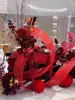 Tiras de Bambu Macias Arte Floral Tingidas Tiras de Bambu Vermelhas Tiras de Bambu Hotel Casamento Decoração Adereços Design