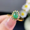 Anel de Esmeralda Colombiana Natural, Tamanho da Pedra Principal: 5*7mm, Prata de Lei 925 com Incrustação de Precisão