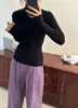 Suéter Básico de Malha Gola Alta 2026 Outono e Inverno Novo Estilo Cor Sólida Slim Fit Gola Alta Pulôver para Mulheres Tendência