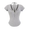 Comercio exterior transfronterizo ropa de mujer 2025 verano Europa y Estados Unidos cuello en V costura encaje falso dos piezas manga corta camiseta chaqueta mujer Z625181