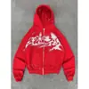Cárdigan con capucha y cremallera Estampado Degradado de Pedrería Y2K Milenio Calle Alta Americana Holgado Unisex Sudadera con Capucha Retro Desgastada