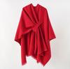 Capa xale de cashmere de cor sólida com barras, estilo all-match, capa quente, capa externa Sense de alta qualidade