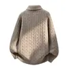 Cardigã Masculino de Tricô Trançado Suéter Cardigã de Gola Aran Pesado Estilo Europeu e Americano Solto Casual Top Masculino