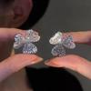 Pendientes de Flor de Diamante Brillante Exquisitos de Lujo Ligero para Mujer, Aguja de Plata, Nuevos, de Moda, Elegantes, de Nicho, Versátiles
