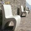 Nuevo banco de piedra con respaldo de hormigón de alto rendimiento y forma especial para área de ocio y espera, banco artístico de hormigón GRC