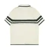 Camisa de Malla Hueca de Punto de Manga Corta en Color Contrastante Estilo Retro Americano para Hombres y Mujeres, Nuevo Estilo de Verano Estilo Universitario Tendencia de Camisa Delgada