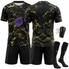 2627 Camiseta de Fútbol del Barcelona Número 10 Yamal Messi Ropa de Entrenamiento para Partido Patrón de Mármol Negro Dorado Camiseta