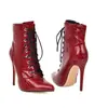 2019 Comércio Exterior Novo desejo Amazon Salto Agulha Bico Fino Cano Baixo Botas Femininas Padrão Escama de Peixe Cadarço Botas de Cavaleiro
