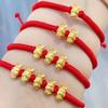 Pulsera de Conejo de Temperamento para Mujer, Pulsera de Cuerda Trenzada Roja de Cinco Bendiciones Conejo, Pulsera de Joyería de Lujo Ligero y Alta Gama al por Mayor