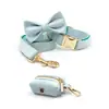 Conjunto Especial de Coleira e Guia de Veludo Cisne para Cachorro Suporte para Saquinhos de Cocô para Cães Pequenos e Médios