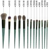 Conjunto de Pincéis de Maquiagem Quatro Estações Verde com 13 PeçasConjunto de Pincéis Morandi Beauty para Blush e Pó Solto com Alta Densidade