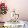 Tazas de Esmalte al por Mayor del Fabricante, Nuevo Estilo para Mujeres, Tazas de Té con Flores de Alto Valor para el Hogar, Vasos de Agua Exquisitos de Oficina de Gama Alta