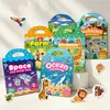 6 Libros Reutilizables de Pegatinas de Gel para Niños Granja de Animales Vehículos Océano Dinosaurios Temática Espacial 3 Años+