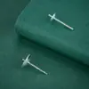 Pendientes de Plata de Ley S925 con Aguja para Perlas de Medio Agujero Pendientes Bandeja para Perlas Accesorios Hechos a Mano DIY Perla Adhesiva Plata Vacía