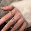 Anillo Abierto Exquisito de Perla y Circonita con Lazo Ajustable Anillo de Dedo de Lujo Elegante Nicho Avanzado Producto Nuevo