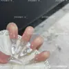 Unhas Wearable LoverZircon Branco Feitas à Mão Design Olho de Gato de Alta Qualidade, Unhas de Casamento Versáteis e Elegantes Estilo Fada