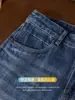 Jeans casuales clásicos retro azules para hombre, alto contenido de algodón, lavados, de pierna recta, ligeramente anchos, estilo old money, pantalones adelgazantes para el trabajo