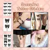 Coração Amoroso Laço Tatuagem Escura Adesivo Duradouro à Prova d'Água Feminino Colorido Sexy Braço Perna Peito Frente Costas Coxa à Prova d'Água