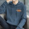 Suéter Pesado con Capucha de 320g para Hombre con Forro Polar Cálido Blanco Chaqueta Top Tendencia Estampado Hoja de Arce Sudadera con Capucha de Manga Larga