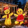 Decoración Navideña 3D de Hombre de Jengibre Grande para Patio Porche Exterior Jardín Iluminación Luminosa Arte en Hierro