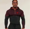 Ropa Deportiva para Hombre con Media Cremallera, Capucha, Ajustada, Dos Tonos, Bloques de Color, Transpirable, Secado Rápido, Corte Delgado, Elástica, para Entrenamiento Físico