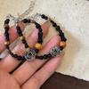 Retro Moeda de Cobre Cerâmica Frisada Pulseira para As Mulheres Nova Chinoiserie Tendência Nacional ins Niche Design Bestie Casal Pulseira