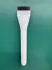 Brocha de base negra con forma de media luna, sin marcas y sin dejar polvo, para base líquida, ultradelgada, curvada, cabeza plana y diseño tipo cuchilla para un ajuste perfecto en el rostro