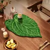 Tapete de chá para bancada, porta-copos anti-queimaduras, porta-copos de chá com folha verde de planta, porta-copos de café, tapete de secagem rápida para louças