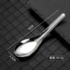 Colher Plana de Aço Inoxidável Aprofundada Colher de Sopa Espessada Doméstica Colher de Concha Dourada Prateada com Cabo Longo Colher de Sobremesa de Alta Aparência
