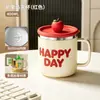 Caneca Energética com Tampa, Copo Portátil para Uso Doméstico, Chá de Flores, Suco de Frutas, Espessada, Antiescaldante, Caneca com Escala, Capacidade Aprofundada, Copo de Café