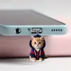 Tapón de Polvo para Teléfono de Acrílico con Dibujo de Gatito Caricatura Lindo 2D Transfronterizo Adecuado para Teléfonos Tipo-C y Apple