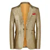2026 Nuevo Comercio Exterior Talla Europea para Hombre Traje a Cuadros Dorado de Moda para Discoteca Estudio Fiesta Europeo y Americano Traje de un Solo Botón