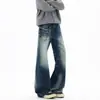 Jeans de Mezclilla Lavados y Desgastados Estilo Retro Americano para Hombre, Marca de Tendencia de Verano Pierna Recta Moda Tendencia Versátiles Pantalones de Caída Larga
