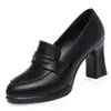 Zapatos de Mujer de Moda Estilo Nuevo con Tacones Gruesos, Punta Redonda Cómoda, Tacones Gruesos Estables, Superficie Suave, Zapatos Elegantes para Mujeres de Mediana Edad, Zapatos Ligeros para Mujer