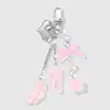 Nuevo Ins Exquisito Dulce Alto Valor Rosa Resina Lazo Flor Brillo Fino Alas Colgante Llavero DIY
