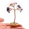 Adornos de Árbol de Dinero de Cristal Natural para Atraer Riqueza, Árbol de Citrino, Árbol de la Vida, Cesta de Flores de Metal, Base de Maceta, Adornos para Coche