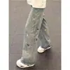 Jeans de Marca Plus Size com Bordado de Cachorro para Mulheres, Novo Estilo Primavera 2026, Calças de Comprimento Total Largas de Rua para Mulheres Plus Size