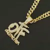 Hip-hop europeu e americano dominante legal costura completa de diamantes pingente de letra acessórios punk hipster rap Cuban corrente longa