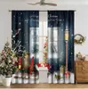 Cortinas com Estampa Digital de Cena de Neve Quente de Natal Transfronteiriça Decoração de Janela de Casa Cozinha Café Cortinas de Janela